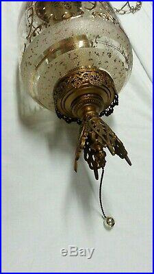 Vintage Hanging Swag Lamp Light w Pull Chain Hollywood Regency Glam 23 XLNT