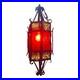 Vintage Hanging Swag Lamp Red Textured Glass Gothic Spanish Rev Light Fixture