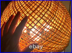 Vintage Hanging Swag Light Pendant Lamp Wicker Rattan 17 x 15 Shade 3 Bulb BoHo