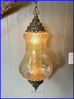 Vintage Hanging Swag MCM Glass Light Lamp