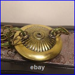 Vintage Hanging Twin Crackled Glass Globe Brass Hanging Swag Lamp Light Fixture