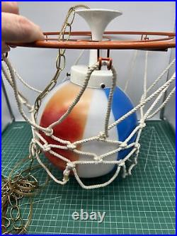 Vintage Harlem Globetrotters Basketball Hoop Hanging Lamp Light Ball Rim & Net