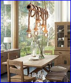 Vintage Hemp Rope Hanging Pendant Light Ceiling Chandelier Lamp Holder X6 Brown