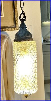 Vintage Hollywood Regency Cut Glass Swag Lamp with new wiring