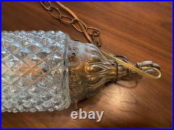 Vintage Hollywood Regency Cut Glass Swag Lamp with new wiring