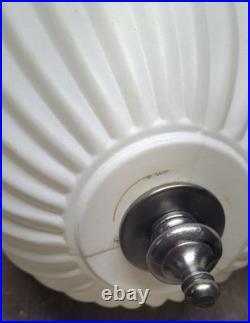 Vintage Hollywood Regency Double Swag Light Ceiling Fixture White Ribbed Glass