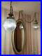 Vintage Hollywood Regency Hanging Double Swag Lamp Light Ribbed Glass Globes