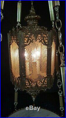 Vintage Hollywood Regency Hanging Swag Lamp Table