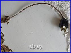 Vintage Hollywood Regency MCM Swag Drum Lamp Pendant Light Black Gold Brass 25