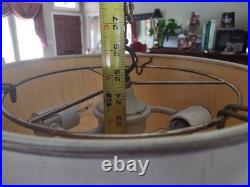 Vintage Hollywood Regency MCM Swag Drum Lamp Pendant Light Black Gold Brass 25