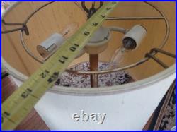 Vintage Hollywood Regency MCM Swag Drum Lamp Pendant Light Black Gold Brass 25