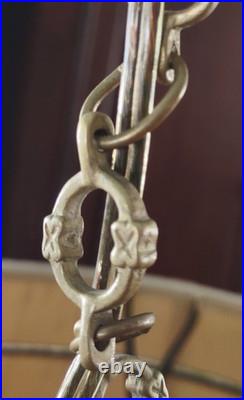 Vintage Hollywood Regency MCM Swag Drum Lamp Pendant Light Black Gold Brass 25