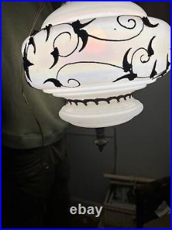 Vintage Hollywood Regency Ornate Swag lamp Hanging Light 24