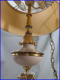 Vintage Hollywood Regency Stiffel Hanging Swag Brass Light Lamp
