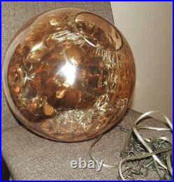 Vintage Hubbell Irridescent Glass Swag Lamp 1970's Flat Circles 10 Globe RETRO