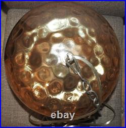 Vintage Hubbell Irridescent Glass Swag Lamp 1970's Flat Circles 10 Globe RETRO