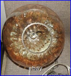 Vintage Hubbell Irridescent Glass Swag Lamp 1970's Flat Circles 10 Globe RETRO