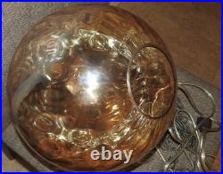 Vintage Hubbell Irridescent Glass Swag Lamp 1970's Flat Circles 10 Globe RETRO