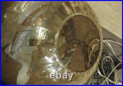 Vintage Hubbell Irridescent Glass Swag Lamp 1970s Flat Circles 11.5 Globe RETRO