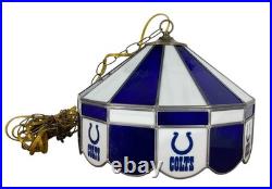 Vintage Indianapolis Colts Tiffany Style Hanging Swag Lamp Light Bar, Man Cave