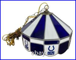 Vintage Indianapolis Colts Tiffany Style Hanging Swag Lamp Light Bar, Man Cave