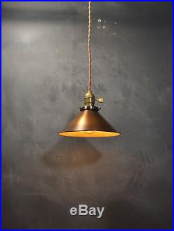Vintage Industrial Hanging Light with Steel Cone Shade Machine Age Minimalist