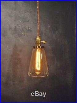 Vintage Industrial Hanging Light with Tubular Glass Shade-Machine Age Pendant Lamp