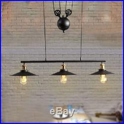Vintage Industrial Hanging Pulley Pendant Lights Retro Retractable Ceiling Lamps