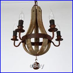 Vintage Industrial Wood Ceiling Lamp Chandelier Pendant Lighting Fixture Hanging