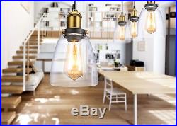 Vintage Island Pendant Light Fixture Glass Industrial Ceiling Hanging Clear Lamp