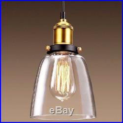Vintage Island Pendant Light Fixture Glass Industrial Ceiling Hanging Clear Lamp