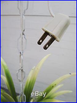Vintage Italian Tole Hanging Spider Plant Fern Six Light Chandelier Swag Lamp