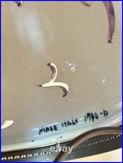 Vintage Italian hanging hurricane lamp with hand painted ceramic design