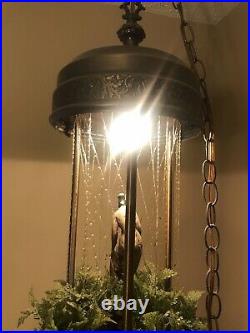 Vintage Johnson Industries Hanging Oil Swag Rain Lamp Nude Greek Goddess