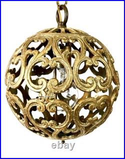 Vintage Karakusa Metal Orb Lantern Pendant Hanging Light Fixture Vintage Karakusa Metal Orb Lantern Pendant Hanging Light Fixture