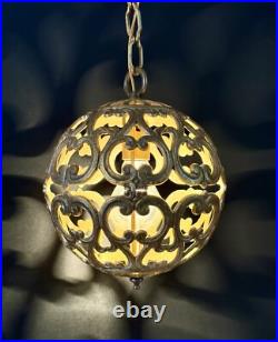 Vintage Karakusa Metal Orb Lantern Pendant Hanging Light Fixture Vintage Karakusa Metal Orb Lantern Pendant Hanging Light Fixture