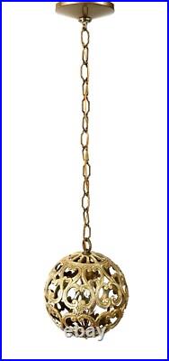 Vintage Karakusa Metal Orb Lantern Pendant Hanging Light Fixture