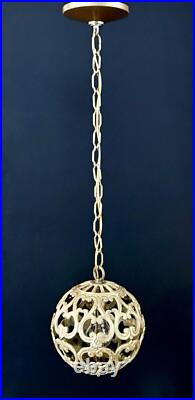 Vintage Karakusa Metal Orb Lantern Pendant Hanging Light Fixture