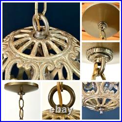 Vintage Karakusa Metal Orb Lantern Pendant Hanging Light Fixture Vintage Karakusa Metal Orb Lantern Pendant Hanging Light Fixture