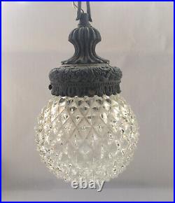 Vintage L & L WMC Cut Glass Geometric Hanging Pendant Lamp 8851 Mid Century 1967