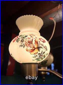 Vintage Lamp Mid Century Modern Swag Hanging Stainglasss Huricane Shades MCM