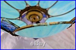 Vintage Lamp Shade for Hanging Light Blue Slag Glass Shade Tiffany Style