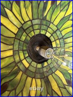 Vintage Large 22 Dragon Fly Tiffany Style Stained Glass Hanging Swag Lamp