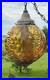 Vintage Large Amber Thumbprint Grape Harvest Globe Swag Lamp