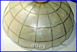 Vintage Large Capiz Oyster Chandelier Hanging Lamp Shell Light Fixture