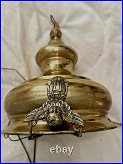 Vintage Large Church Sanctuary Brass Hanging Lamp-Untested