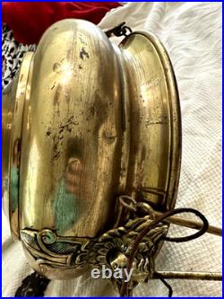 Vintage Large Church Sanctuary Brass Hanging Lamp-Untested