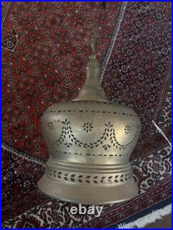 Vintage Large Cut Out Brass Ceiling Hanging Swag Pendant Lamp