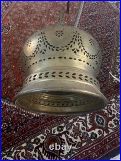 Vintage Large Cut Out Brass Ceiling Hanging Swag Pendant Lamp