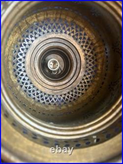 Vintage Large Cut Out Brass Ceiling Hanging Swag Pendant Lamp